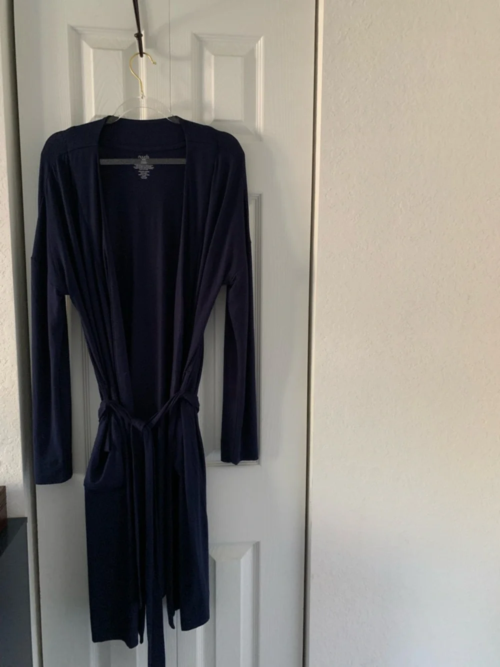Nuuds Navy Wrap Robe with Tie Waist size XS/S - Picture 3 of 4